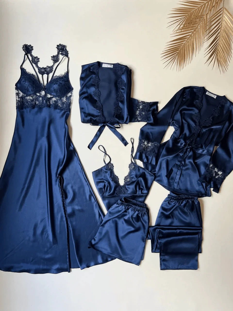 6 Pcs Silk Turkish Nighty Set