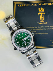 Silver Emerald Zircons Kaluuya Watch For Her