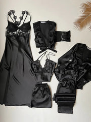 6 Pcs Silk Turkish Nighty Set