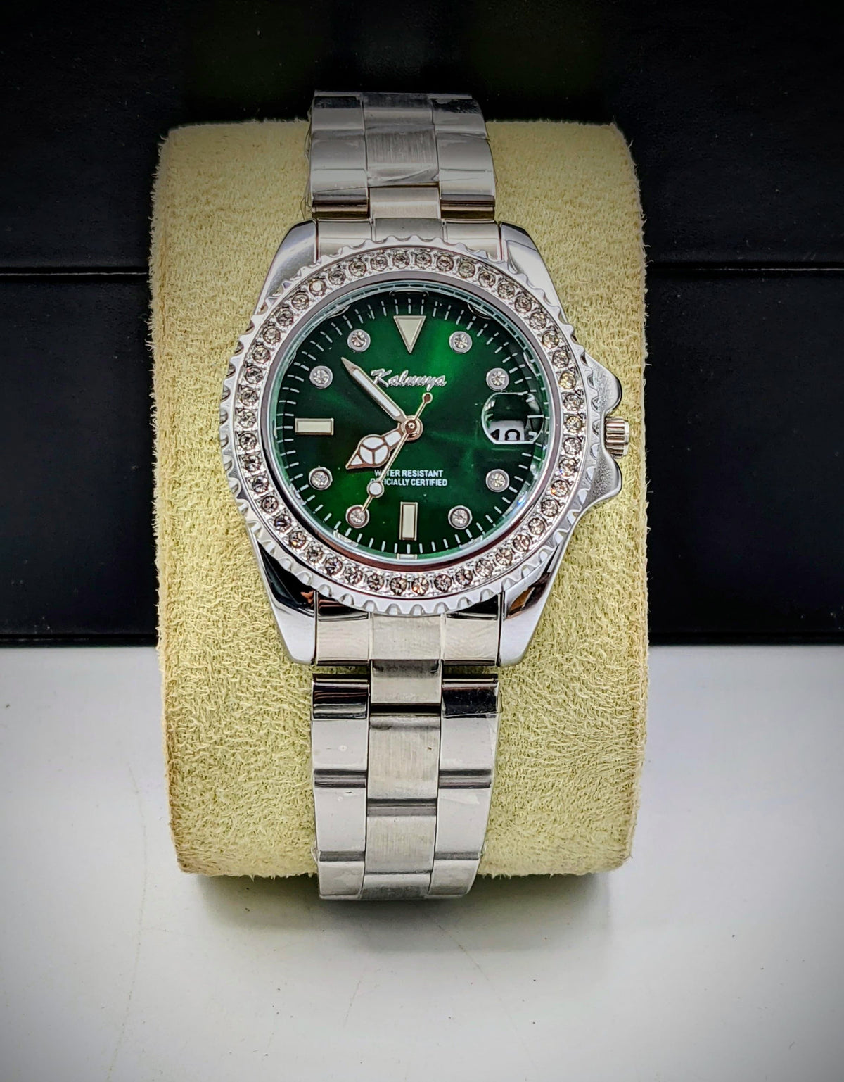 Silver Emerald Zircons Kaluuya Watch For Her