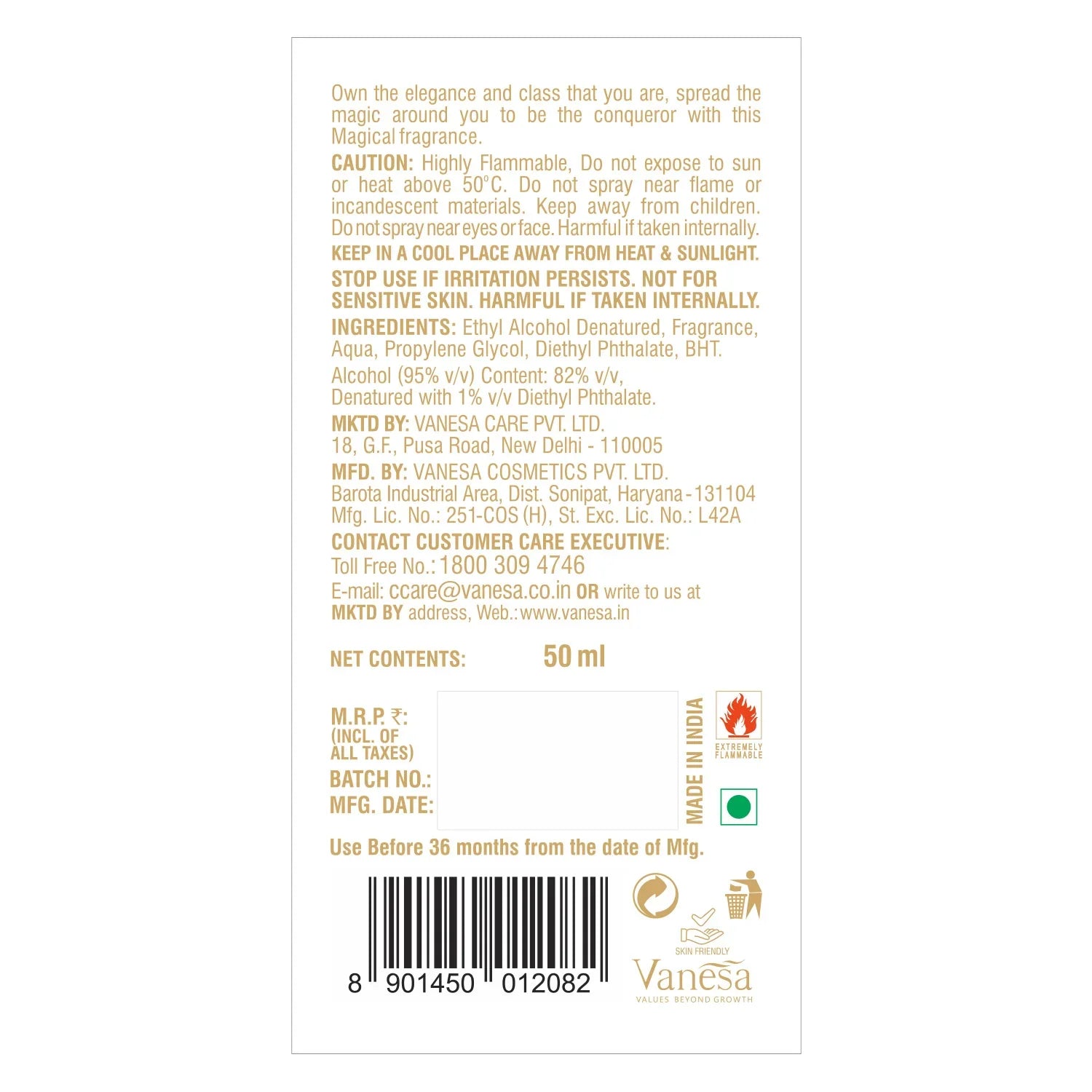 Vanesa Magic Pearl Eau De Parfum | Long Lasting Fragrance Perfume | Skin Friendly | For Women | 50 ml