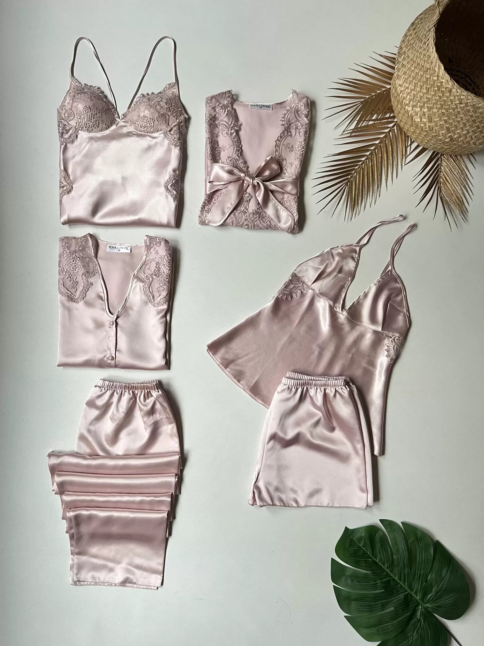 6 Pcs Silk Turkish Nighty Set